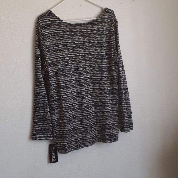 NWT Bon worth blouse L long sleeve black yellow gr - Picture 3 of 10